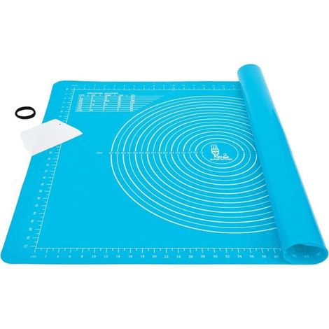 Tapis de pâtisserie en silicone antiadhésif extra large et épais avec grattoir à pâte, tapis de pétrissage pour fondant antidérapant, sans BPA, tapis de moulage de bijoux en résine époxy (71x51cm, ble (1/4)