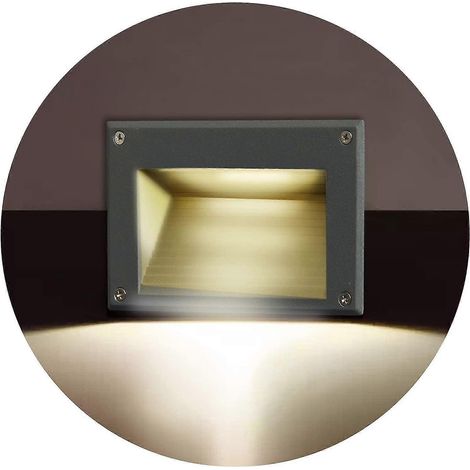 Applique murale LED 3 W pour éclairage encastré de terrasse, allée, contremarches d'escalier, piscine, IP65 / 3000 K / 162 mm, blanc chaud, noir (1/5)
