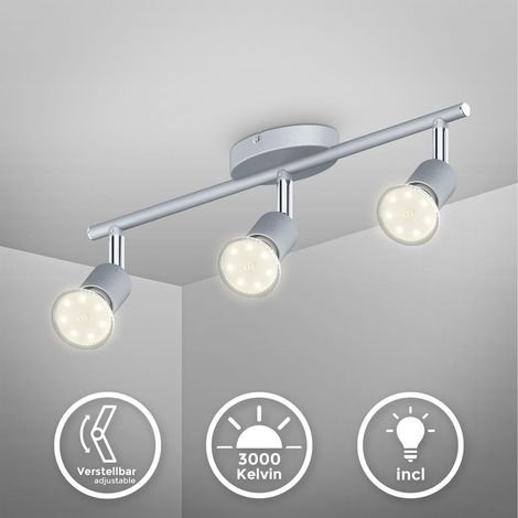 B.K.Licht plafonnier LED 3 spots orientables modernes plafond salon bureau salle à manger cuisine couloir lumière blanche chaude 3 x 3W GU10 (1/5)