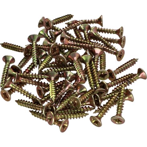 Sachet 56 Pièces VBA Vis bois agglo Tête fraisée Pozi N°2 4X25 Filetage total Bichromaté - 1 pièce (1/4)