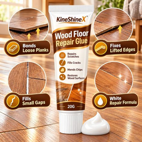 KineShineX Wood Floor Repair Adhesive 20G - Re-bonding and fixing of warped and loose wood composite flooring. (1/4)