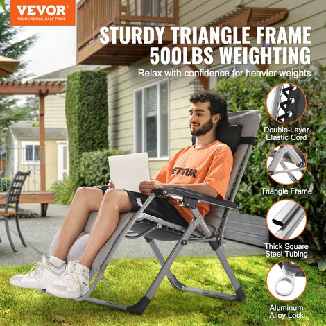 Fauteuil Inclinable Zéro Gravité, 645 mm, Transat Relax Jardin pour Intérieur Extérieur, Chaise Longue Anti-gravité Réglable avec C… (1/5)