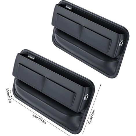 Sac de rangement multifonction (2 emplacements pour cartes) pour l'espace entre les sièges de voiture, avec porte-téléphone et porte-gobelet, en cuir PU, pour ranger les recoins de l'habitacle. (1/5)