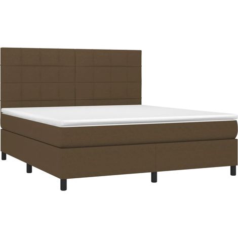 Box Spring Bed with Mattress&LED Dark Brown 180x200 cm Fabric vidaXL (1/4)