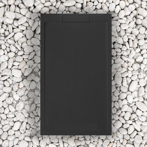 Duschwanne 120x90 cm SCHWARZ Vulcano Line SLIM Aus Harz und Marmorpulver Mit Seitengitter AUS MARMORHARZ - FRASCIO