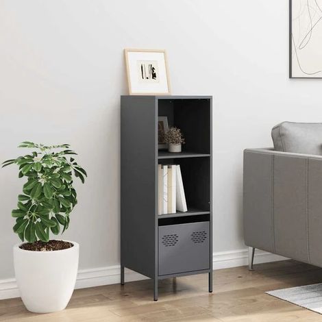 Buffet de Cuisine Haut en Acier, Gris Foncé, 35x39x103,5 cm, Meuble de Rangement Moderne pour Salle à Manger et Salon (1/5)