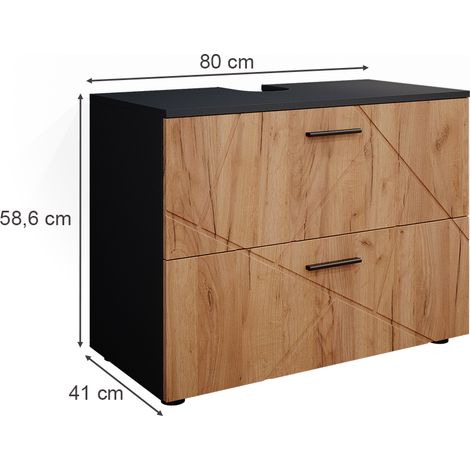 Meuble sous vasque simple Irma, Chêne doré/anthracite, 80 x 58.6 cm, Vicco — vue 3