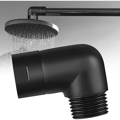 Brass Shower Elbow Adapter for Shower Head, 90 Degree Shower Arm Adapter Shower Head Adapter, Shower Arm Extension Elbow Adapter, Matte Black (1/5)
