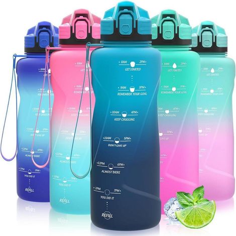 Gourde Sport 1.5L avec Marqueur Horaire, Sans BPA, Anti-Fuite, pour Enfants et Adultes (1/5)