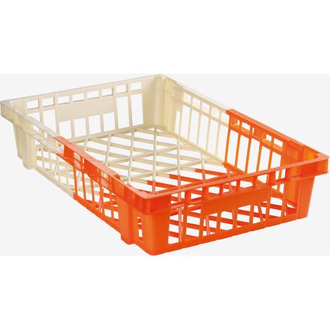 Caisse légère empilable emboîtable 600 x 400 x 120 mm bicolore 20 L -  ivoire/orange - Gilac