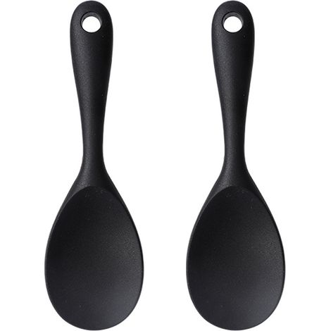 2 cuillères, cuillère à riz antiadhésive pour cuiseur à riz, cuillère de cuisson en silicone pour purée de pommes de terre, riz, cuiseur à riz ou plus (noir) (1/5)