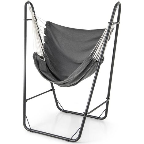 Support Métal Robuste Fauteuil Suspendu Hamac pour Détente Intérieur et Extérieur Gris (1/5)