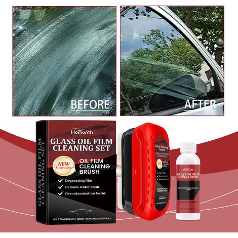 Windschutzscheiben-Reinigungsset – entfernt Flecken, reinigt Autoscheiben, schützt vor Regen und beinhaltet eine Autoglas-Reinigungsbürste (120 ml x 1) und eine Nachfülllösung für die Ölfilmbürste (10 (1/5)
