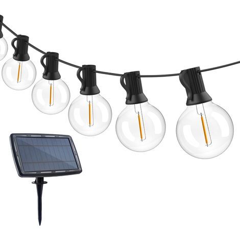 Guirlande lumineuse extérieure solaire G40, cellule solaire 2400 mAh, 15 m (50 pi), 25 ampoules-AquaForge (1/4)