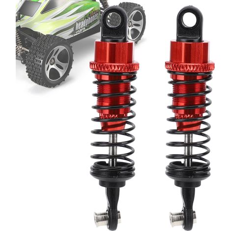 2 Pièces Amortisseurs en Alliage d'Aluminium pour WLtoys A959, A959B - Voiture Télécommandée 1/18 - Suspension Améliorée - Rouge (1/4)