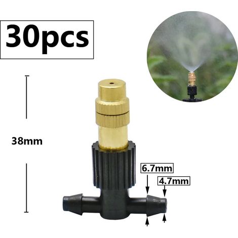 (C) Buse en laiton pour micro-irrigation goutte à goutte, arroseur de jardin avec système de refroidissement, raccord en T fileté à barbes, arroseur en cuivre. (1/5)