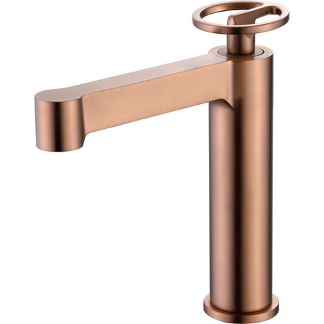 Imex -  Grifo Monomando Lavabo Caño Bajo Oro Rosa Serie  Olimpo