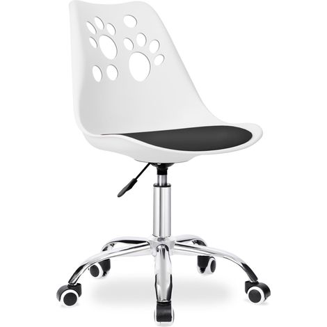 Sedia girevole Grover in bianco e nero