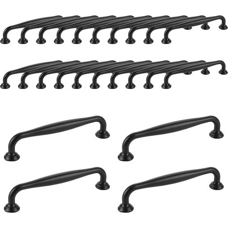 Lot de 24 Poignee de Meuble Cuisine 128MM, Poignée Meuble Cuisine, Poignee de Meuble Cuisine noir pour Armoires de Cuisine, Placard, Tiroir (1/5)