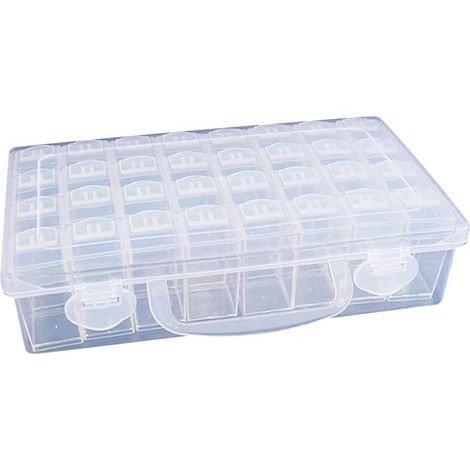 Coffret Rangement Perles 32 Compartiments, Portable Boîte à Diamants avec Étiquettes, Contenant Plastique Transparent pour Bijoux et Loisirs Créatifs (1/3)