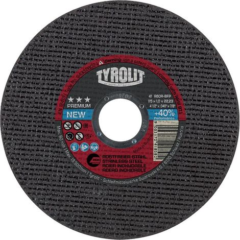 Disques à tronçonner Premium moyeu plat coupe inox diamètre 115 mm épaisseur 1,6 mm alésage 22,2 mm - TYROLIT