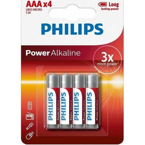 IluminaShop - Pila Power Alcalina Philips AAA LR03 MICRO 15V (Blister de 4 unidades)