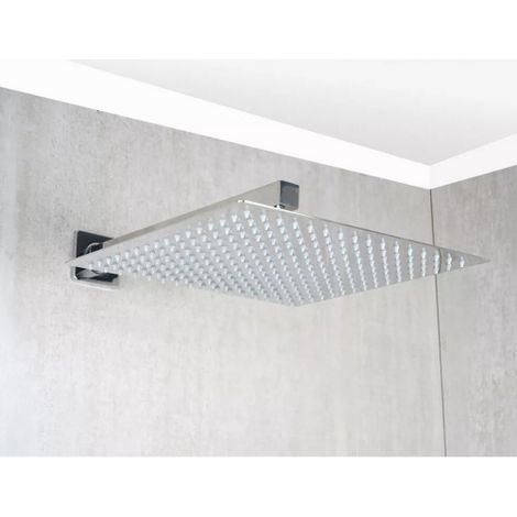 Metaform Smart soffione monogetto anticalcare quadro 25x25 cm in acciaio inox con ugelli in silicone morbido e raccordo snodabile da 1/2' (1/3)