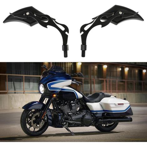 Motorrad Rückspiegel Flammenform 8mm 10mm 360° verstellbar Schwarz (1/5)