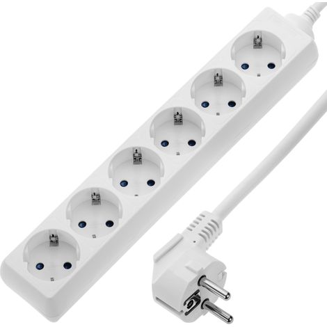 BeMatik - Bande de puissance 6 schuko 16A 230V blanc avec câble de 3 m (1/5)