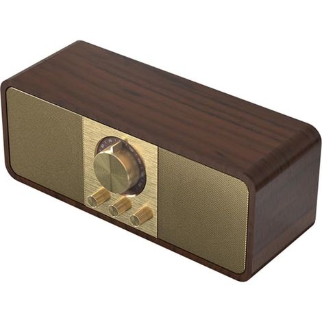FLITI Retro Wooden Portable FM Radio, Wireless Receiver, Hi-Fi Stereo, Bluetooth Speakers, TF Card/Auxiliary Disc Support (1/4)