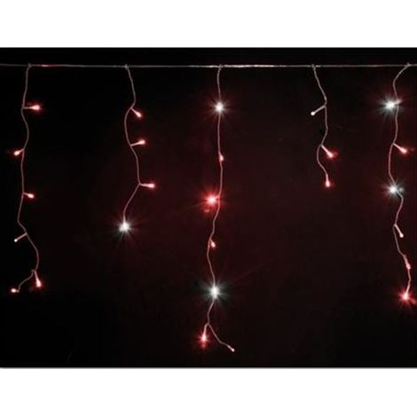 Tenda luminosa rossa luci led illuminazione pioggia cascata di natale esterno prolungabile flash bianco freddo 3mt 80 luminarie (1/5)