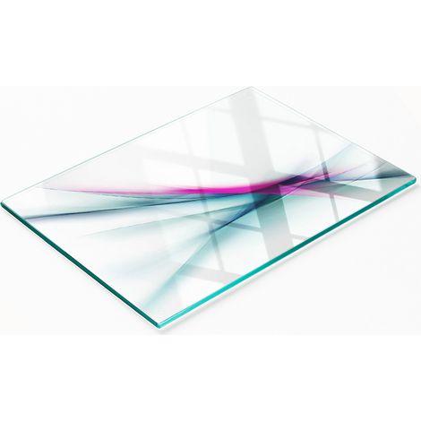 Tabla de cocina de vidrio templado con gráficos decorativos de ondas abstractas de 80x52 cm. (1/5)