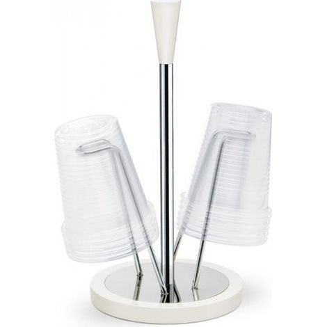 Giannini Glossy portabicchieri bianco acciaio e legno