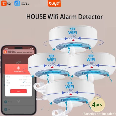 Détecteur de fumée intelligent, double mode Zigbee/Wi-Fi, résistant au feu, alarme sonore et visuelle, contrôle par application (1/5)