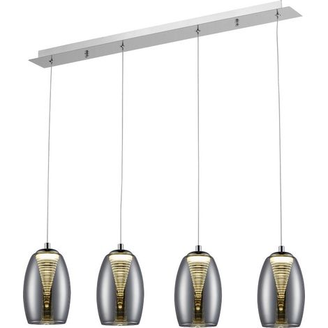 BRILLIANT lampe Metropolis LED suspension 4 lumières chrome / verre fumé easyDim 4x 5W LED COB intégré, 500lm, 3000K Réglable en hauteur / câble peut être raccourci EasyDim: dimmable avec i (1/3)