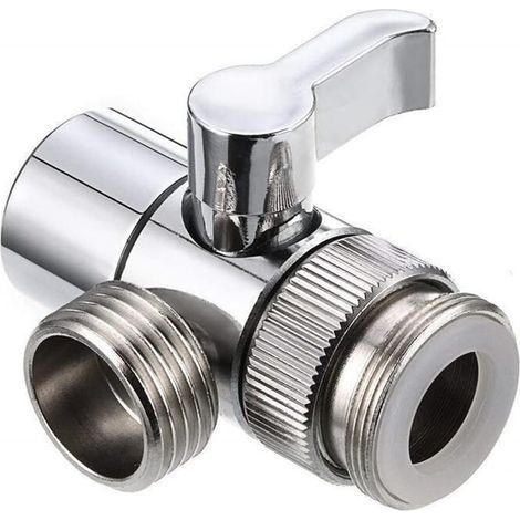 Diverter Valve Shower Attachment,Diverter Valve,Alloy Shower Faucet 2 Way Diverter Valve,Brass Diverter Valvefor Kitchen Sink Faucet or Bathroom (1/5)