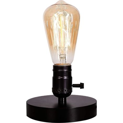 Abat-jour rétro E26 E27, petite lampe de bureau industrielle avec interrupteur marche/arrêt et prise (1/5)