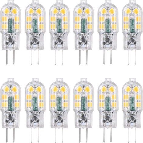 Ampoule LED G4 12 V 2 W Blanc froid 6000 K 6500 K 200 lm compatible halogène 10 W 20 W non dimmable AC DC pour hottes lustres lot de 12 (1/5)