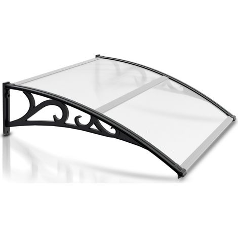 Swanew – Auvent en aluminium transparent 120 x 100 cm – Résistant aux intempéries – Protection contre la pluie et les UV – Installation rapide
