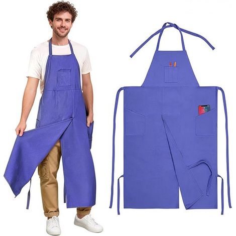 Canvas Schürze 76 x 113 cm wasserdicht mit Beinschlitzen für Friseurarbeiten, Gartenarbeit, Grillen, Kochen, Töpfern und andere Aktivitäten verst (1/5)