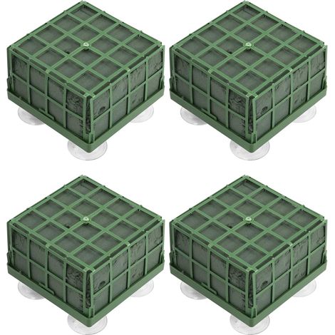 Support De Fleur En Mousse - 4 Pièces - Vert Avec Ventouses - Pour Centre De Table Et Mariage - 11x11x9cm (1/5)