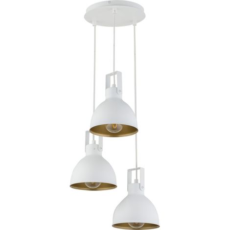 Lampada a sospensione Mars loft 3 luci E27 bianco/oro