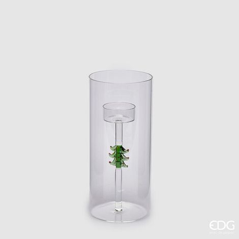 EDG Enzo De Gasperi Portacandela Cilindro Pino di Natale H 20 Cm D 9 Cm Green (1/2)