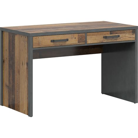 Bureau 2 tiroirs Paul Bois et Gris anthracite (1/5)