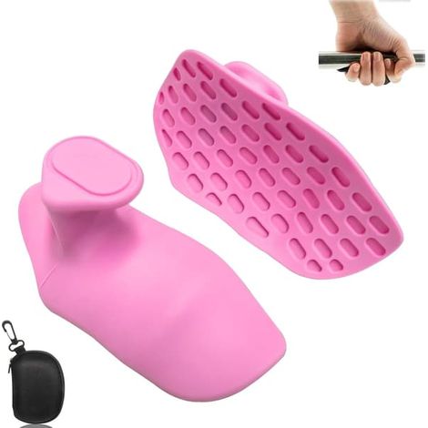 2 paires de gants de sport en silicone pour hommes et femmes, antidérapants, avec sac de transport, protection de la paume, pour soulevé de terre et haltères (rose). (1/5)