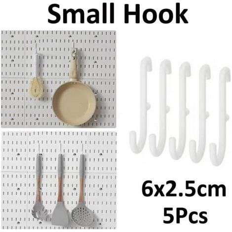 5 Pièces Petit Crochet pour Panneau Perforé Mural Tableau Organisateur Maison et Bureau Espace de Rangement Organisation Tenture Montage en Rack, Blanc (1/5)