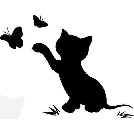 Ensemble de 4 autocollants créatifs pour carrosserie de voiture, motif chat battant des ailes, pour protéger des rayures (1/5)