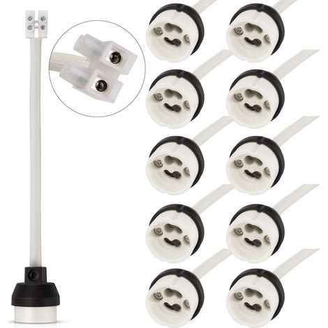 GU10 Support de lampe 0 virgule 75mm2 15CM 150MM fil Lot de 10 GU10 Connecteur base en créramique pour ampoule LED 0 à 250V 2A 0 virgule 75 mm 15 cm (1/4)