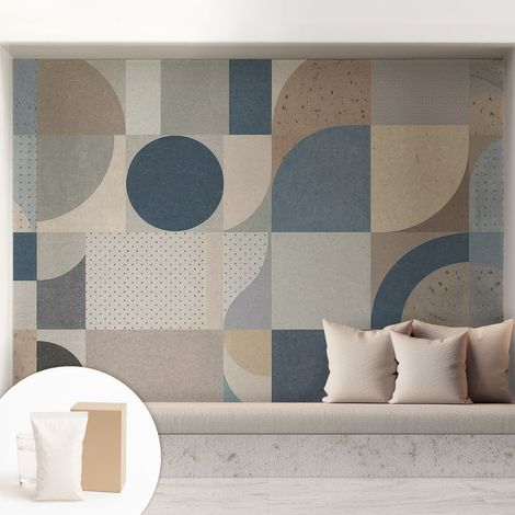 Papier peint intissé avec imprimé pour intérieur moderne application facile a motif - Colle incluse gratuite Mosaïque géométrique 208x146 cm (1/5)