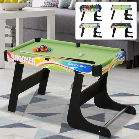Table de jeu pliable 4 en 1 pour baby-foot, billard, air hockey et ping-pong, en MDF et plastique (1/5)